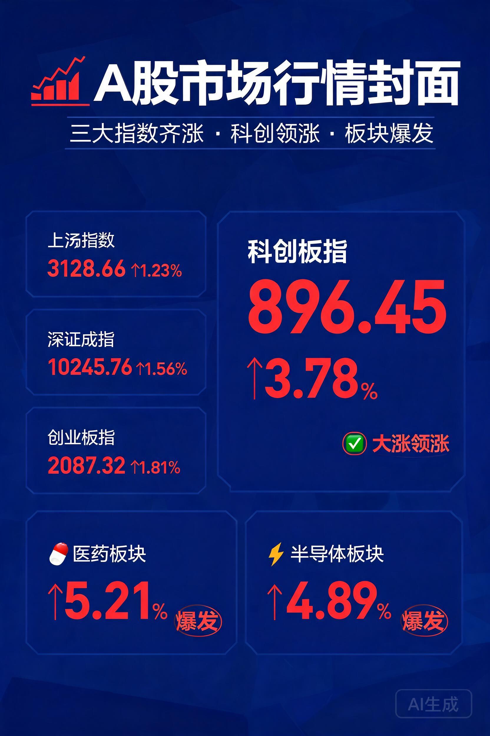 三大指数集体收涨，科创50大涨4.61%：分化行情下的机会与风险