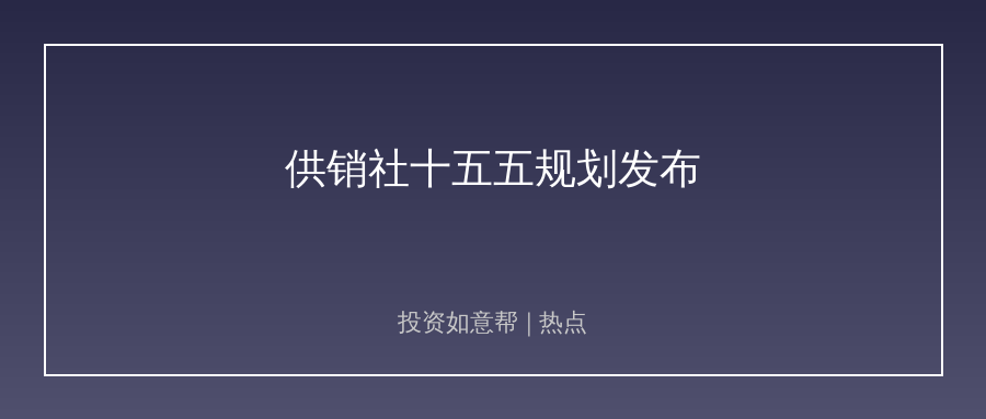 全国供销社十五五规划发布！新建百座国家级农资储备库！